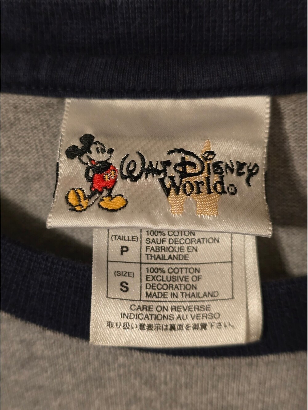 Vintage Walt Disney World Mickey Mouse Raglan Shirt Embroidered Y2K Gray Small - Picture 3 of 5